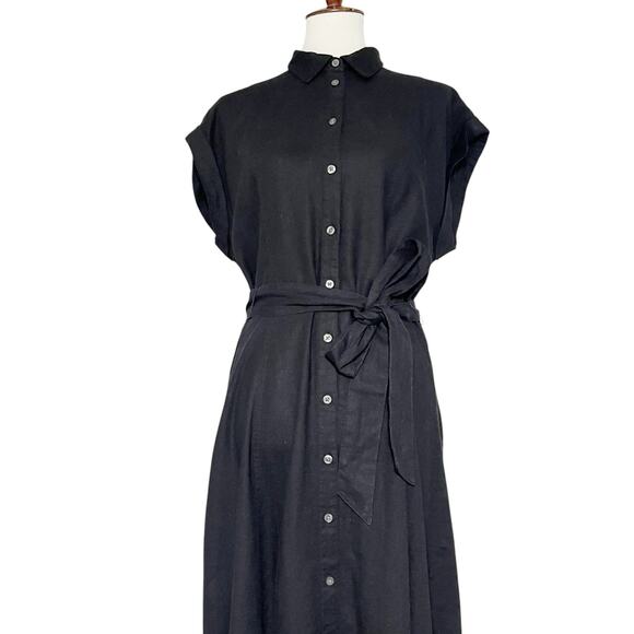 NWT‎ Gap Women’s Black Linen Blend Midi Dress Size Medium - Picture 7 of 11